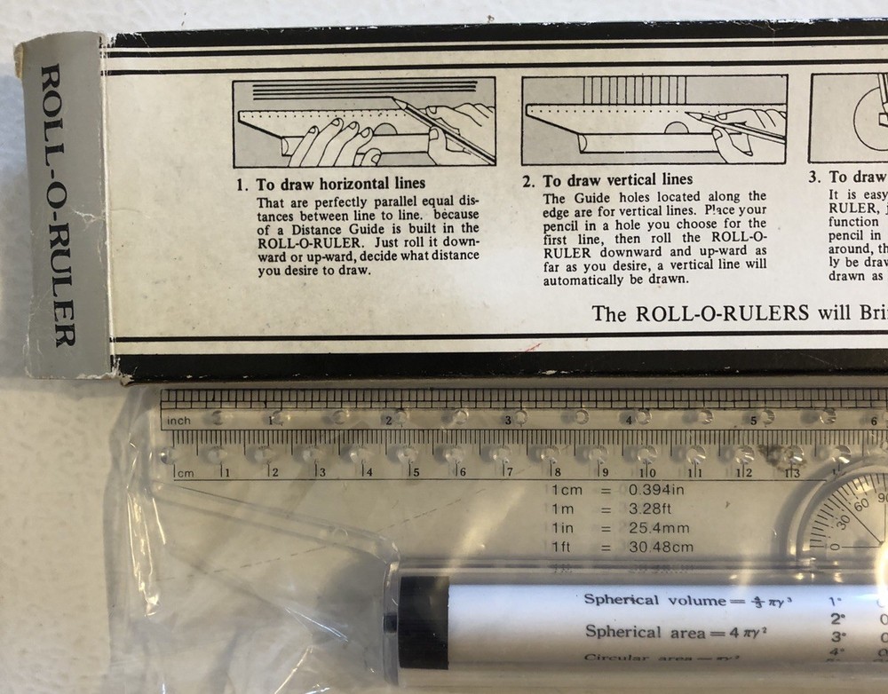 Roll-O-Ruler Rolling Drafting Ruler 12" CP-401 Model New In Box
