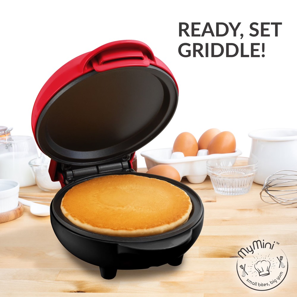 MyMini Red Pancake Griddle 550 Watts Non-Stick Surface