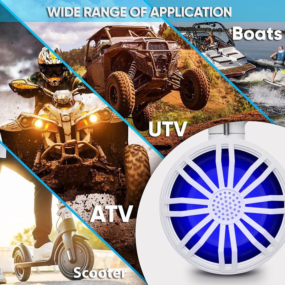 Pyle PLMRBT33WT 2x 3.5" Waterproof White Off-Road Speaker w/ RGB LED Lighting