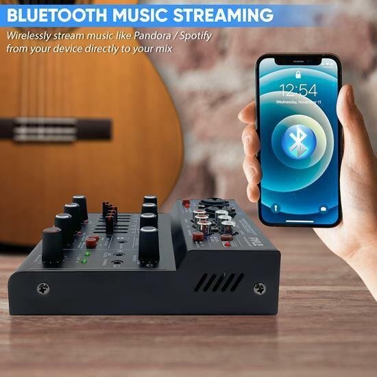 Pyle Professional Wireless DJ Audio - 4 Channel Bluetooth Controller Sound Mixer