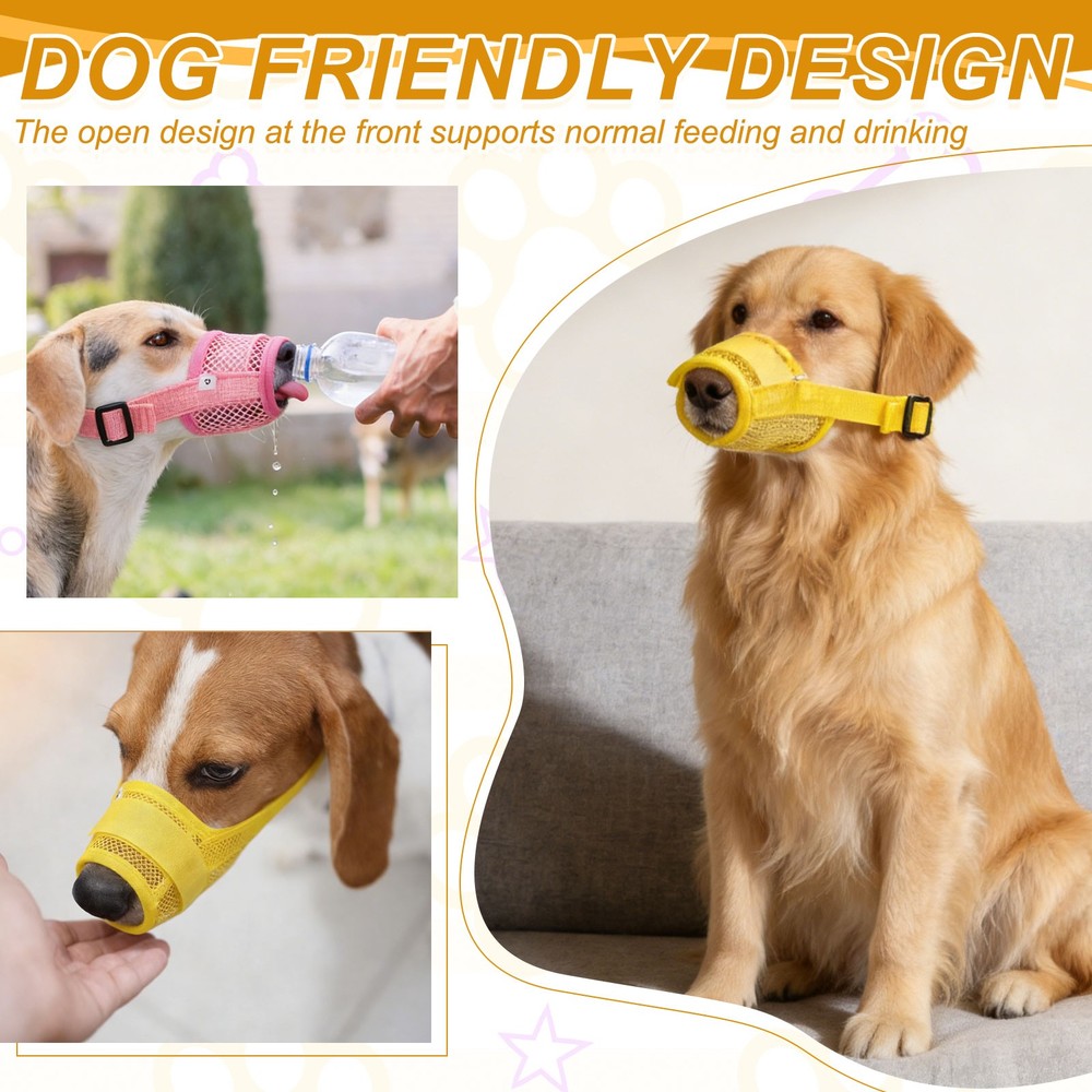 Dog Muzzle, Soft Mesh Muzzle Mouth Guard Cover(2Pcs, Black, Pink, S)