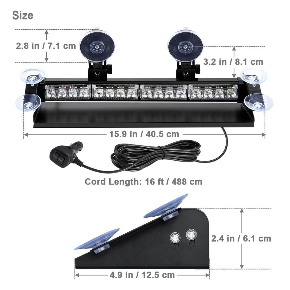 WOWTOU 29 Flash Pattern LED Blue Emergency Dash Light bar for Volunteer