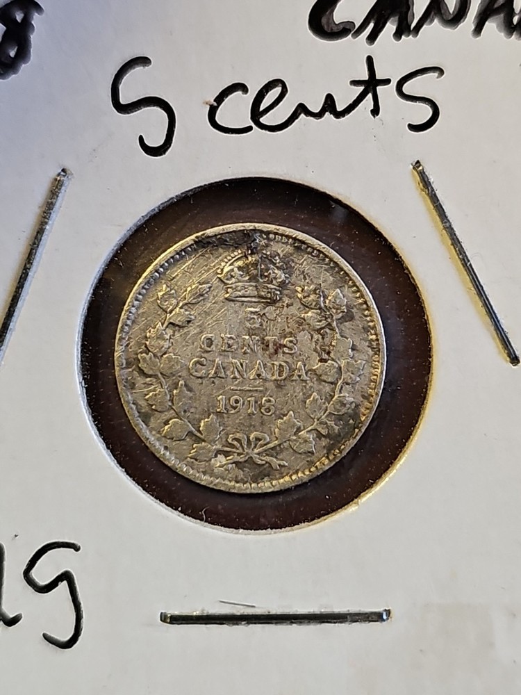 1918 canada 5 cents .925 Silver