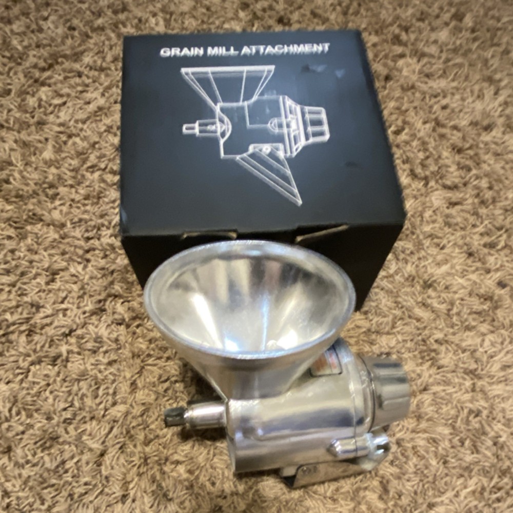 Grain Mill Attachment Metal Silver Accessory Kitchen Mixer Compatible