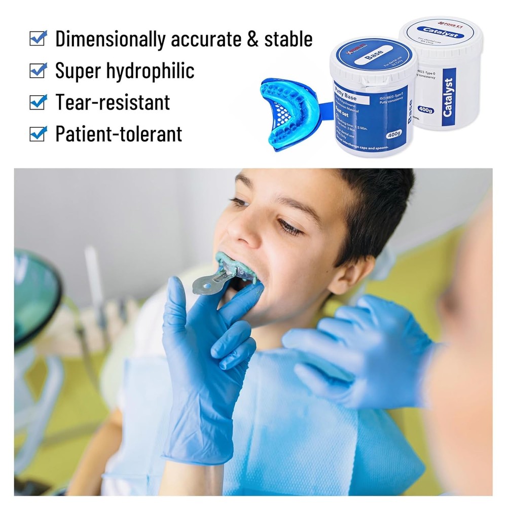 Dental Impression Putty Fast Set 800g VPS Putty (400g Base & 400g Catalyst) US