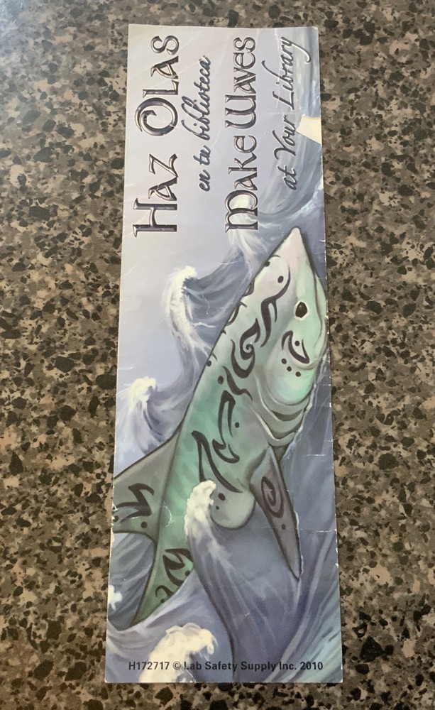 Shark Olas Spanish Bookmark Paper 7" Biblioteca