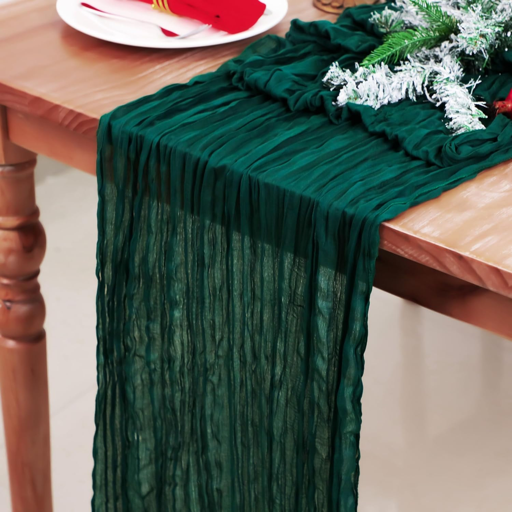 Fall Emerald Green Cheesecloth Table Runner 160 Inches Long Cheese Cloth Boho Ga