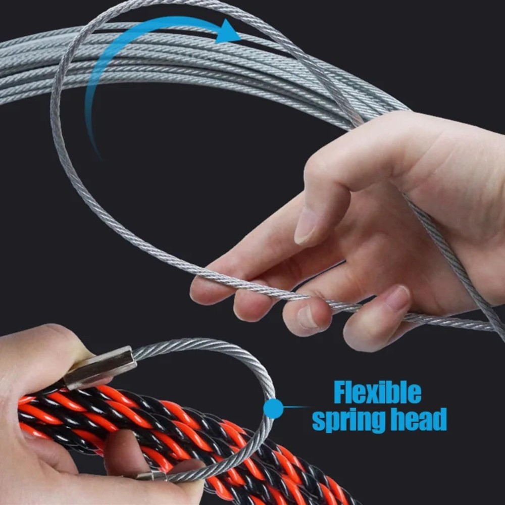 Fish Tape Wire Puller Through Wall Wire Threader OD 6mm Plus Fish Cable Faste...