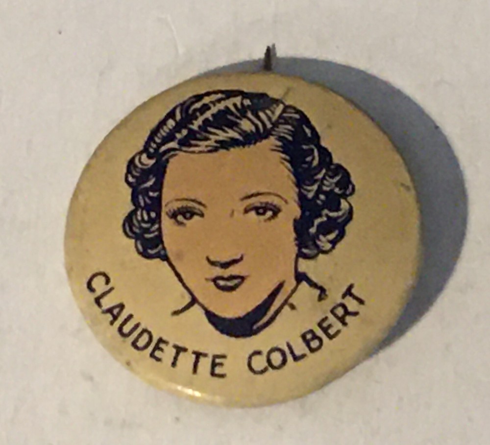 Vintage Claudette Colbert Pinback Button 13/16"
