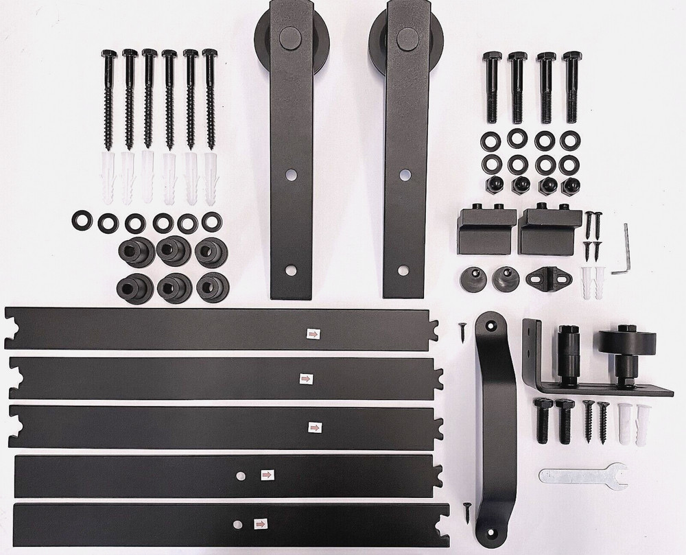 6.6 ft Sliding Barn Door I Type Hardware 5 Tracks Set with Handle & Roller