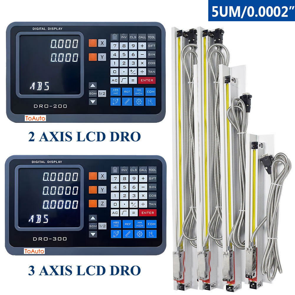 4"-80" Linear Glass Scale 1/2/3 Axis DRO Precision 5um Linear Encoder Mill Lathe