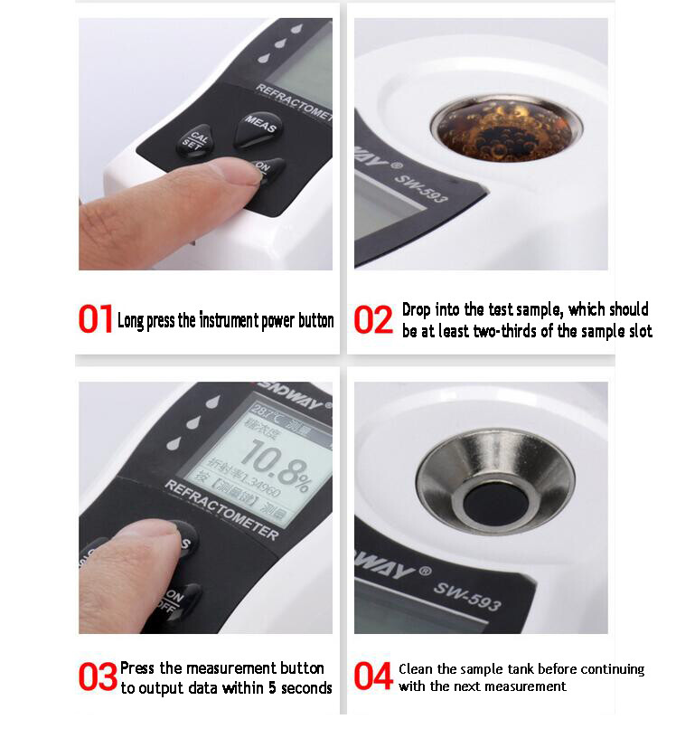 SW-593 Digital Refractometer Sugar Concentration Meter Juice Beer Saccharimeter
