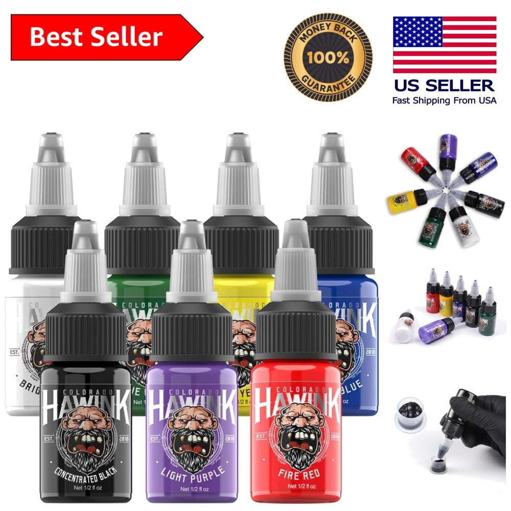 Tattoo Ink Pigment Set, 15ml Bottles - Perfect for Shading & Lining Techniques