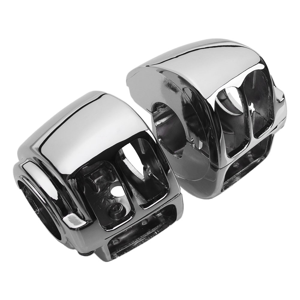 Switch Housing Covers Chrome & 6pcs Button Cap For Harley Softail Fat Boy 11-18