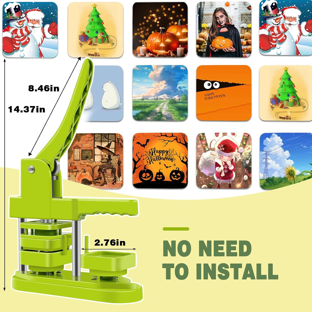 DIY Square Button Maker Kit with 100 Supplies - No Installation Needed!
