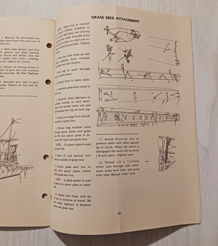 Instructions For John Deere Van Brunt Press Grain Drill 14x6 Model PD Booklet