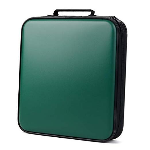 DVD Storage CD Case Holder: 160 Capacity CD Sleeves Black Disc Cases Green