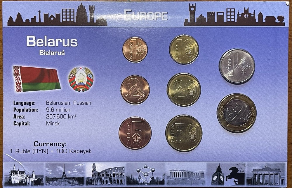 BELARUS SERIES 8 COINS FDC IN FOLDER 🇧🇾