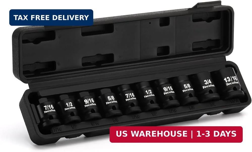 1/2" Drive Pipe Plug Socket Set, Square Drive Socket, 10-Piece, SAE, 4 Point