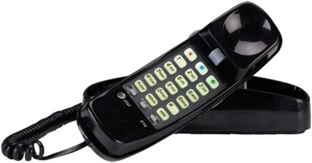 210 Basic Trimline Corded Phone - Wall-Mountable, Black, No AC Power Required