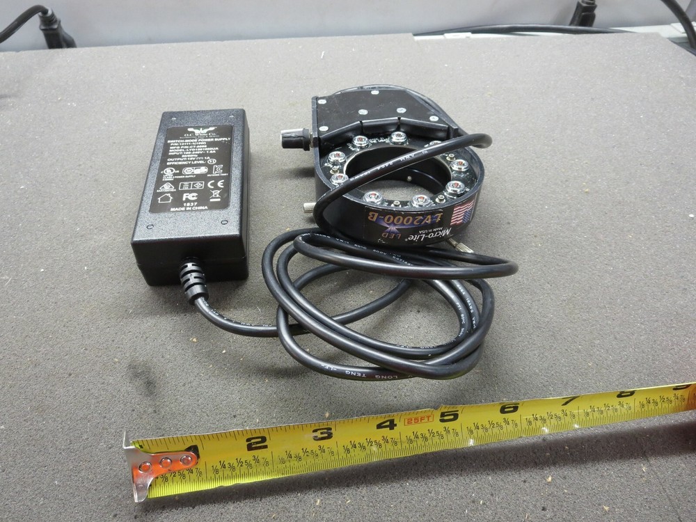 Micro-Lite, LV2000-B, Ring Illuminator, With Power Supply, 9 Xtreme Bright LEDs