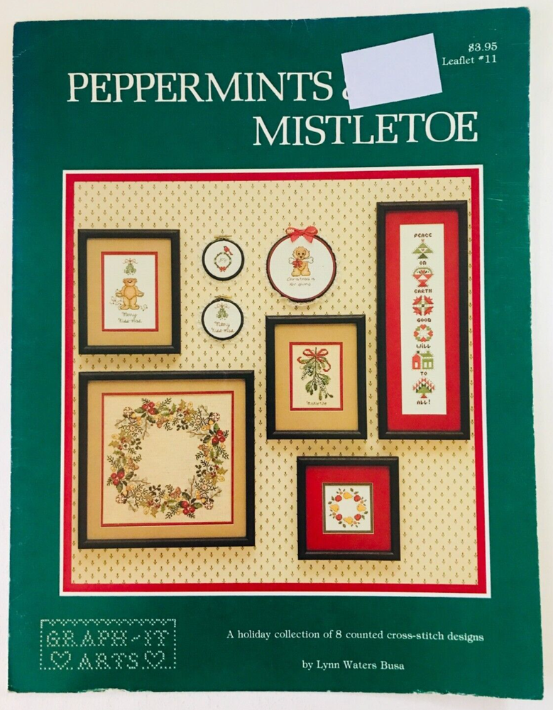 Graph-It Arts PEPPERMINTS & MISTLETOE Cross Stitch Patterns & Instructions VTG