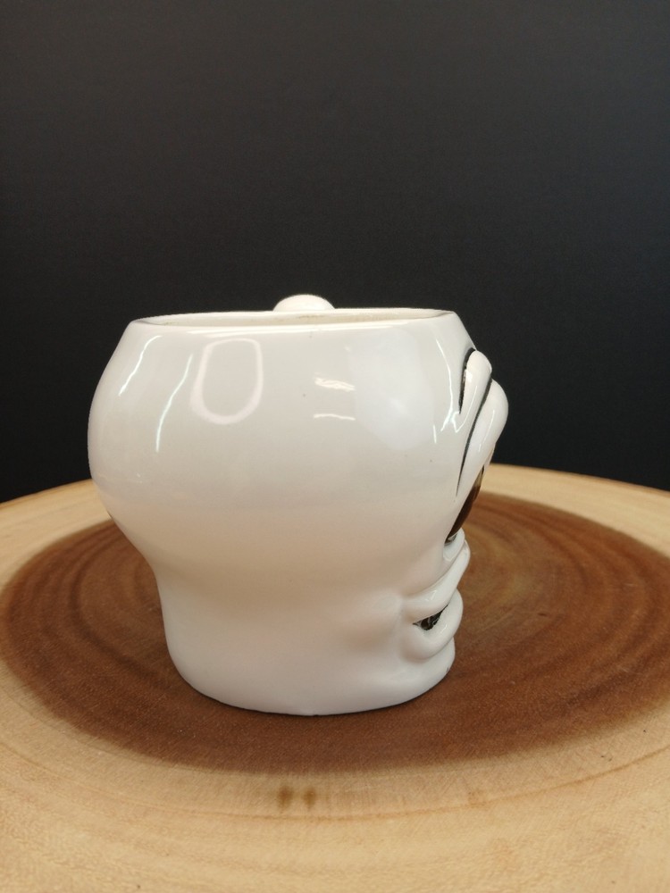 Skeleton Skull Mug by Applause Halloween Decor White Bone Handle "READ"