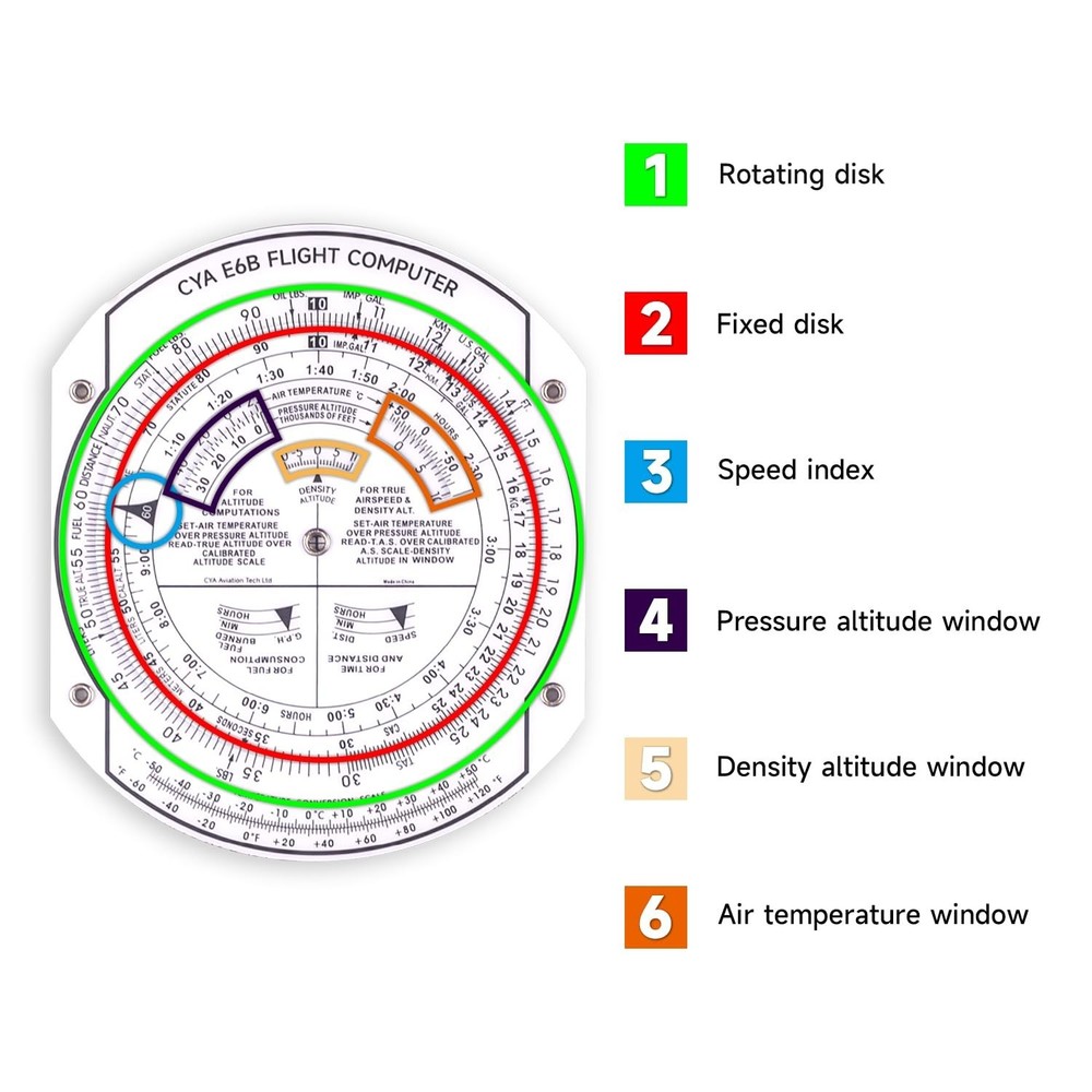 CYA E6B Plastic Flight Computer, Upgrade Aviation Pilot Flight Computer Calcu...
