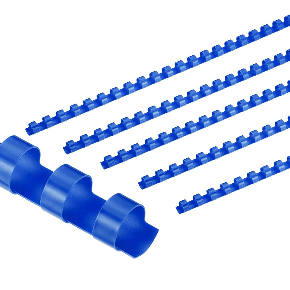 100Pcs 10mm (3/8") Plastic Binding Combs 60 Sheet Capacity 21 Rings, Blue