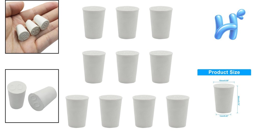 Solid Rubber Stoppers - 10 Assorted Sizes for Safe Laboratory Sealing