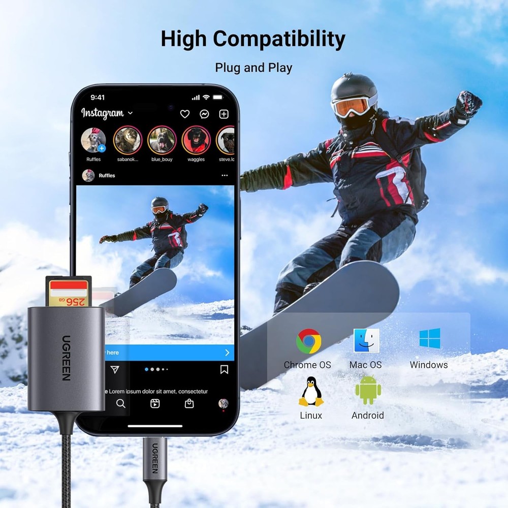 UGREEN USB C SD Card Reader, 2-in-1 Micro Memory Reader for TF Grey