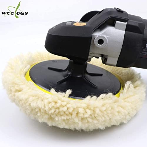 Wool Buffing Pads 7 Inch, 2 Pack 100% Wool Pads for Buffing with Hook & Loop