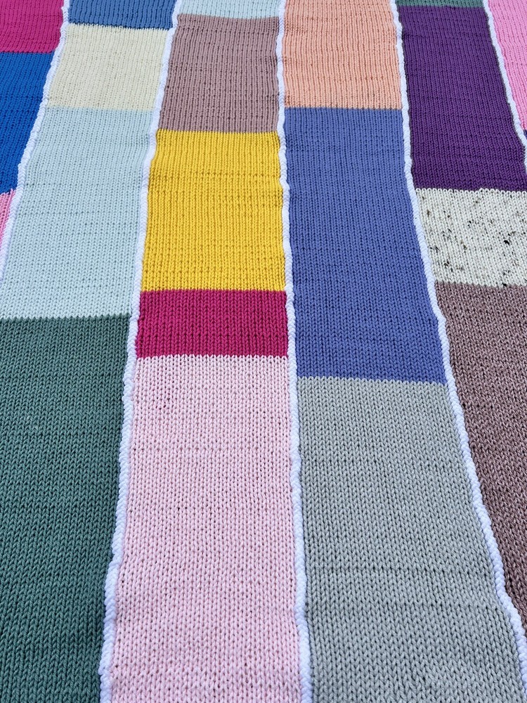 Handmade Knit HOBO Multi colored Blanket 46 x 56