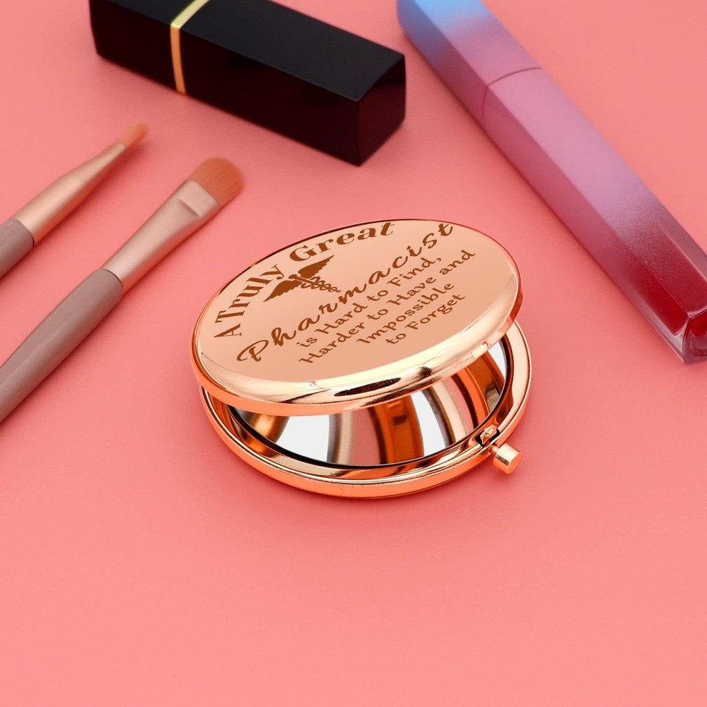 Compact Makeup Mirror - Rose Gold, 2.6 Inch, Double-Sided, Magnifying, Tablet...