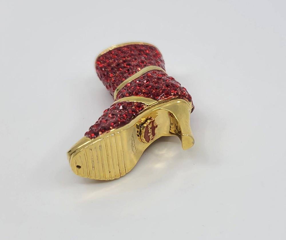 * WOW! RED AND GOLD AUSTRIAN CRYSTAL MINIATURE HIGH-HEELED BOOT *