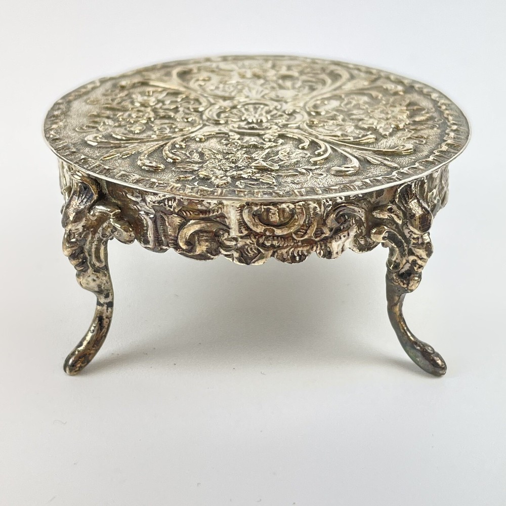 Antique Solid Silver Miniature Rococo Style Round Table Isaac Manheim 1902