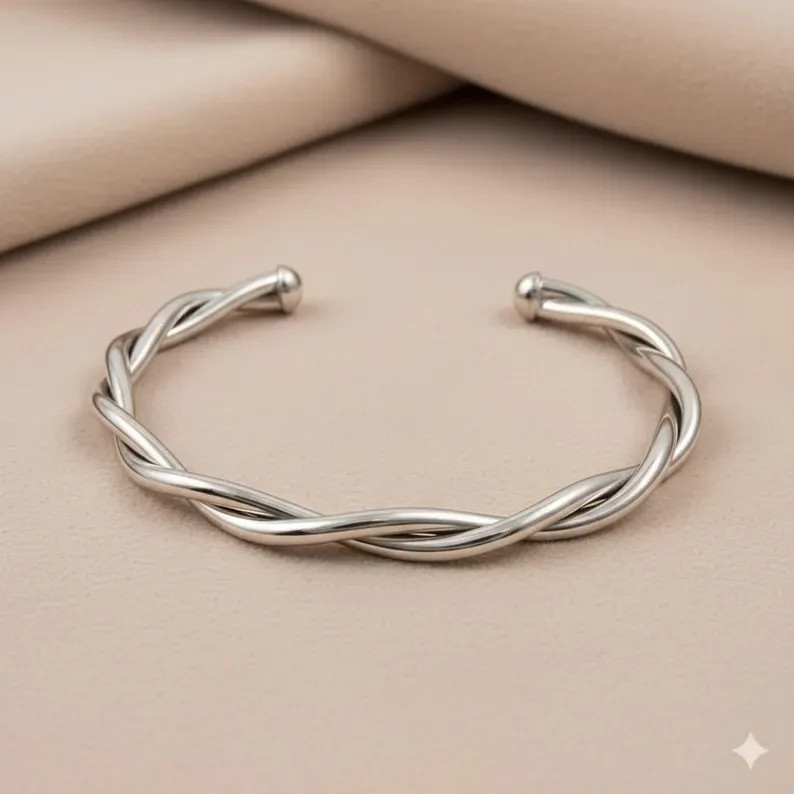 Adjustable Cuff Bracelet Handmade Solid 925 Sterling Silver Bangle AII Size P59