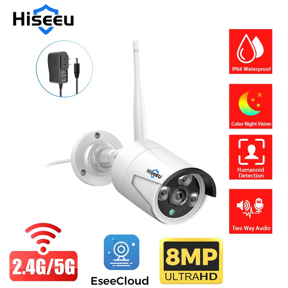 Hiseeu 4K 8MP HD Wireless 5G WIFI Outdoor Security Camera System Motion Detect
