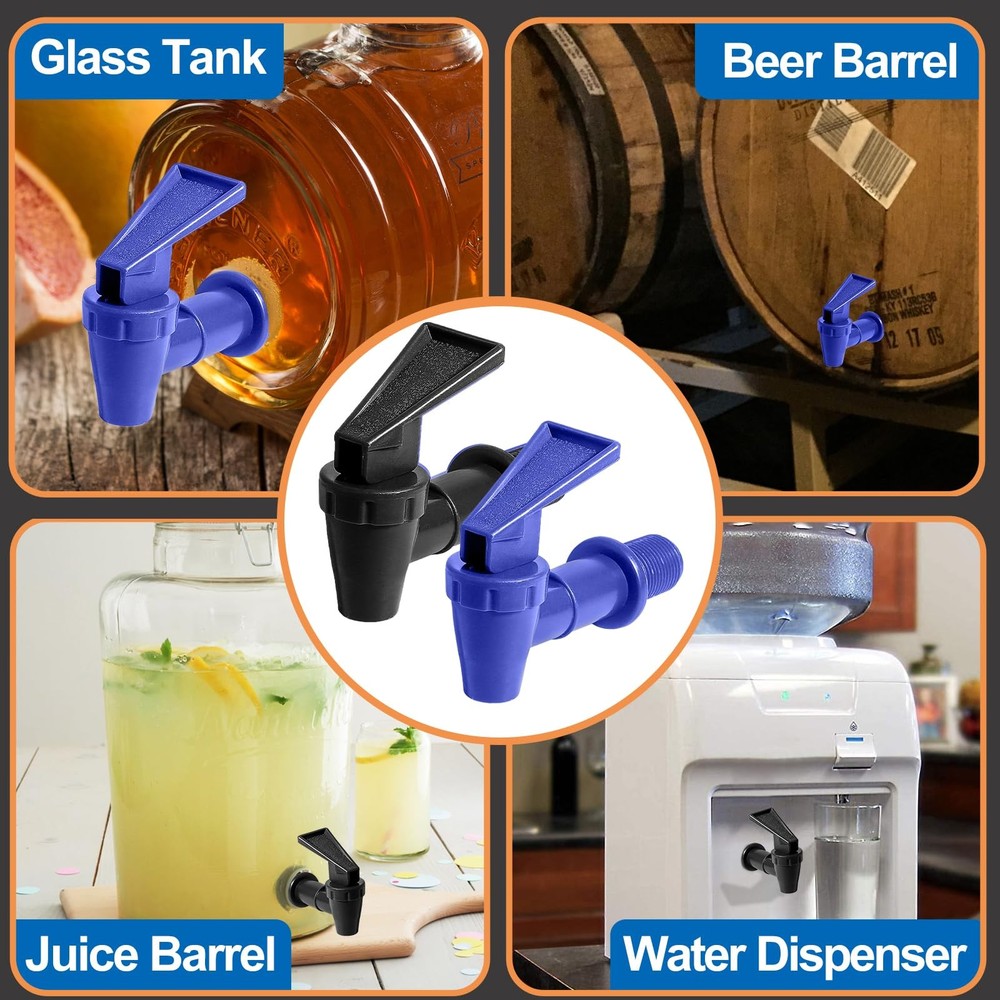 2Pcs Bpa-Free Replacement Cooler Faucet, Plastic Water Spigot Spout Dispenser Ta