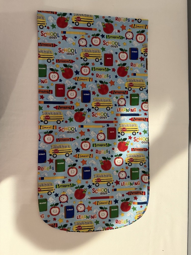 School Days & Crayons Reversible 48 Inch Table Runner Handmade New