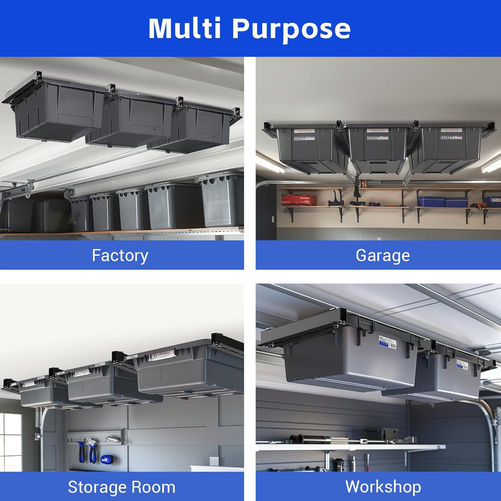 5 Pack Garage Ceiling Storage Bin Racks Heavy Duty Overhead Organizer for Bins