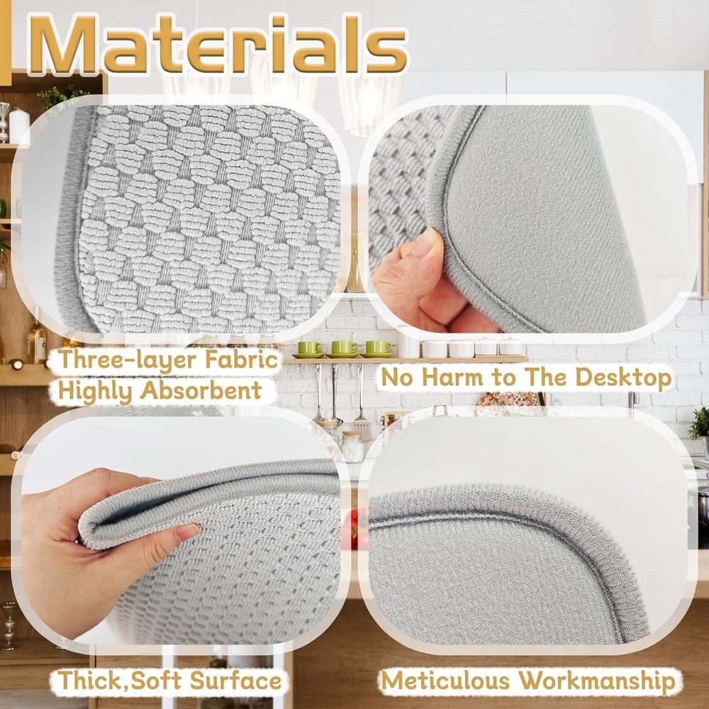 2 Pack Microfiber Dish Drying Mat,24x17" Large Size 2PCS 24 x 17 inch, Gray