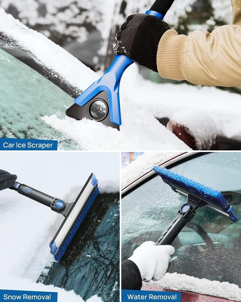 Multi-Function 47.7" Snow Brush & Ice Scraper with Foam Grip for Easy Handling