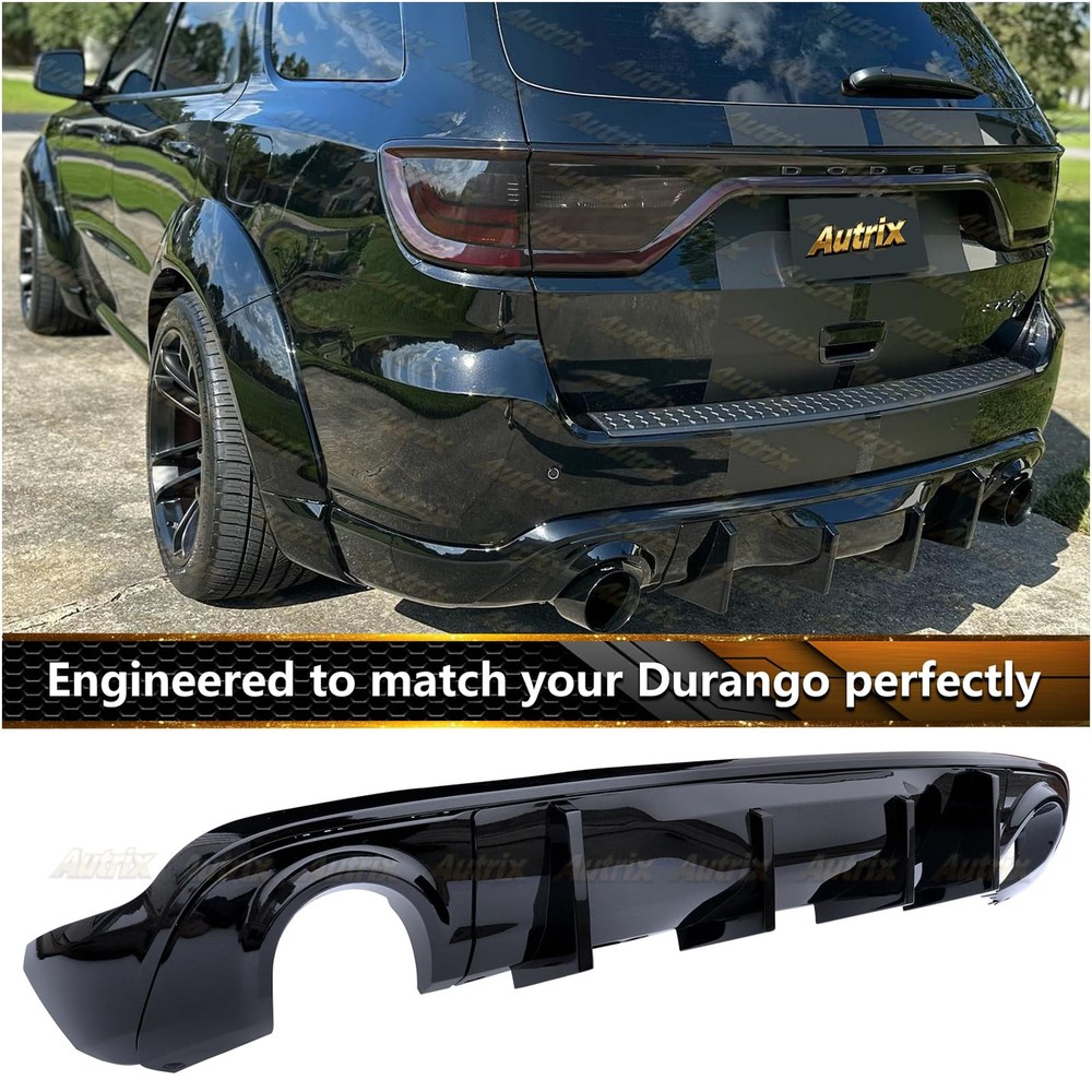 Rear Bumper Diffuser for Durango RT SRT 2011-2026 Shark Fin Gloss Black