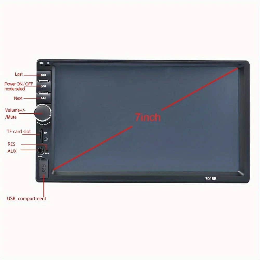 MP5 Car Player 2 Din 7 Inch Touch Screen Car Stereo Bluetooth + Backup Camera-