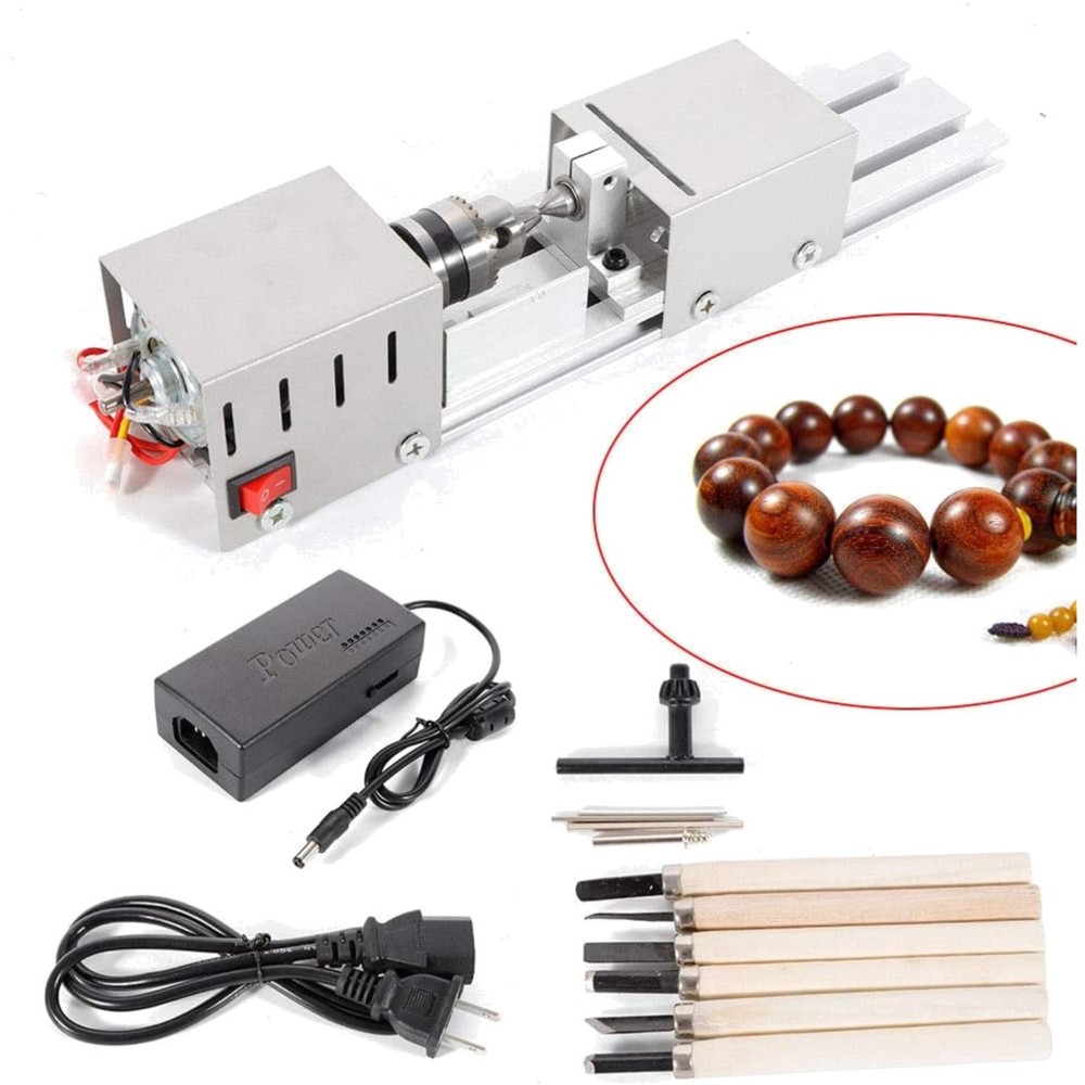 Aluminum Mini Lathe with 7 Speed Settings - Perfect for Home Wood Projects