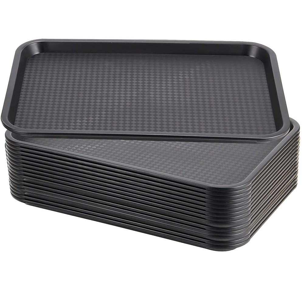 14 x 10 Inch Plastic Fast Food Tray, Rectangular Plastic Cafeteria Trays 15 PCS