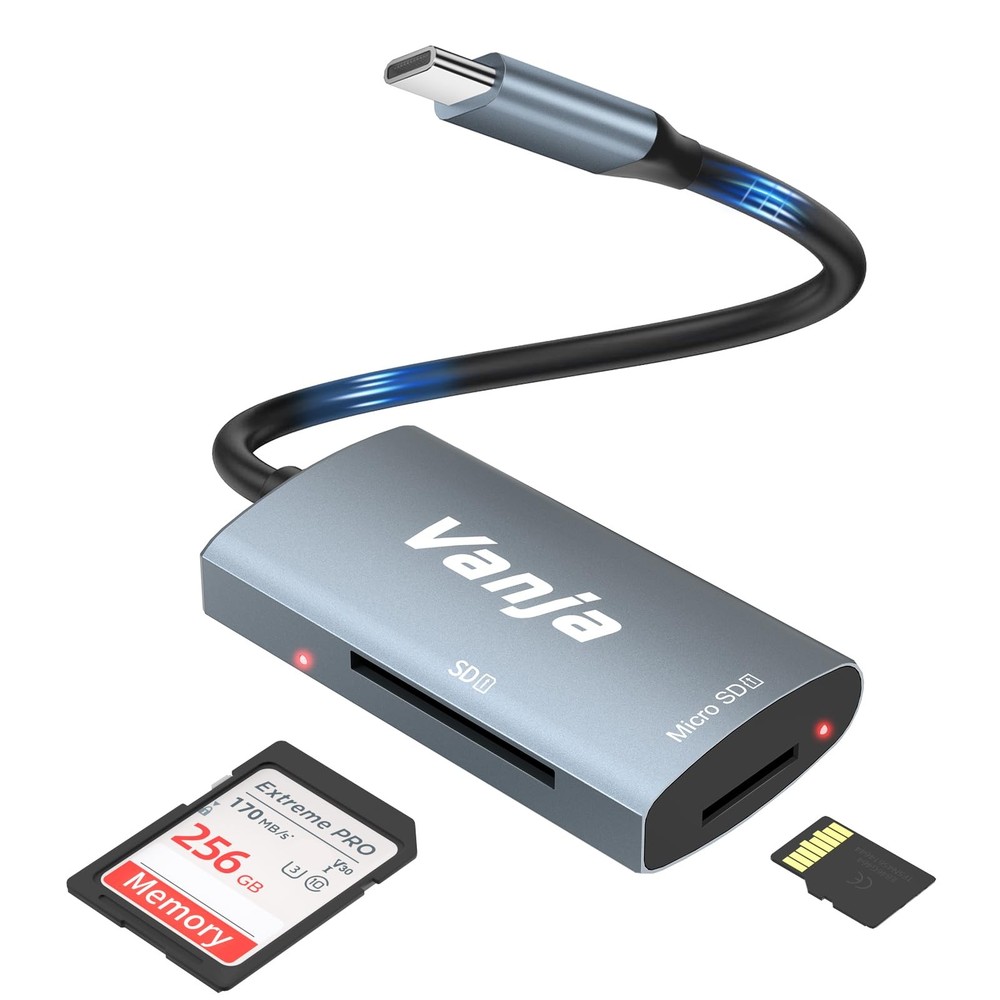 USB C High-Speed SD MicroSD Card Reader Adapter 3.2 Gen 1 5Gbps Windows Mac iOS