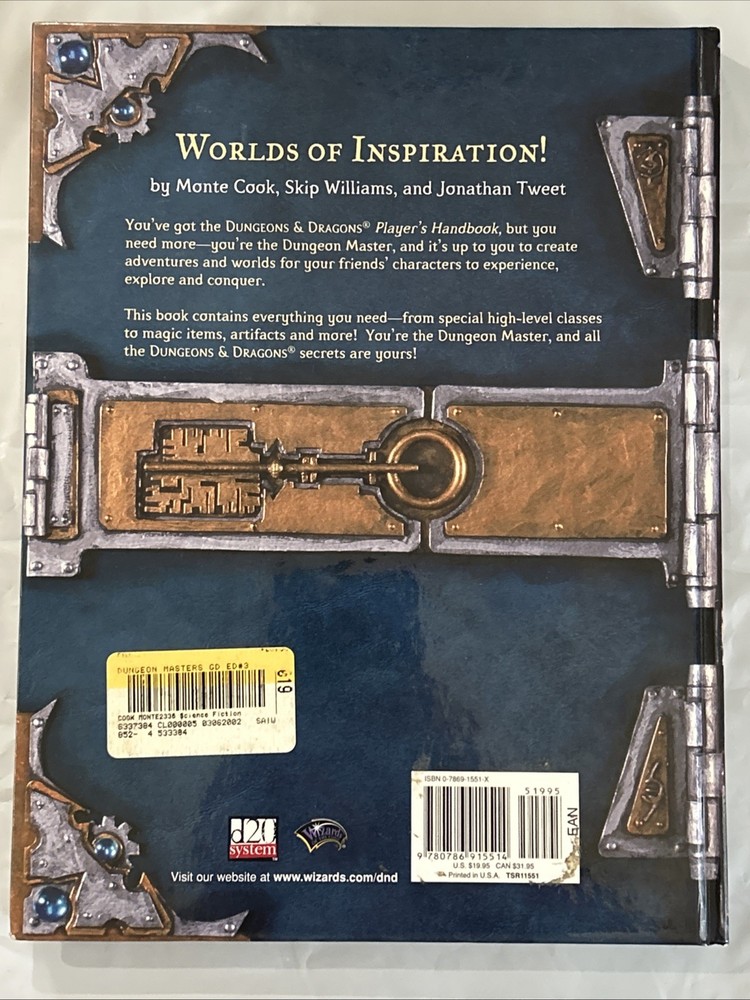 Dungeons And Dragons Dungeon Master’s Guide Core Rulebook 2 D&D D20 System 2000