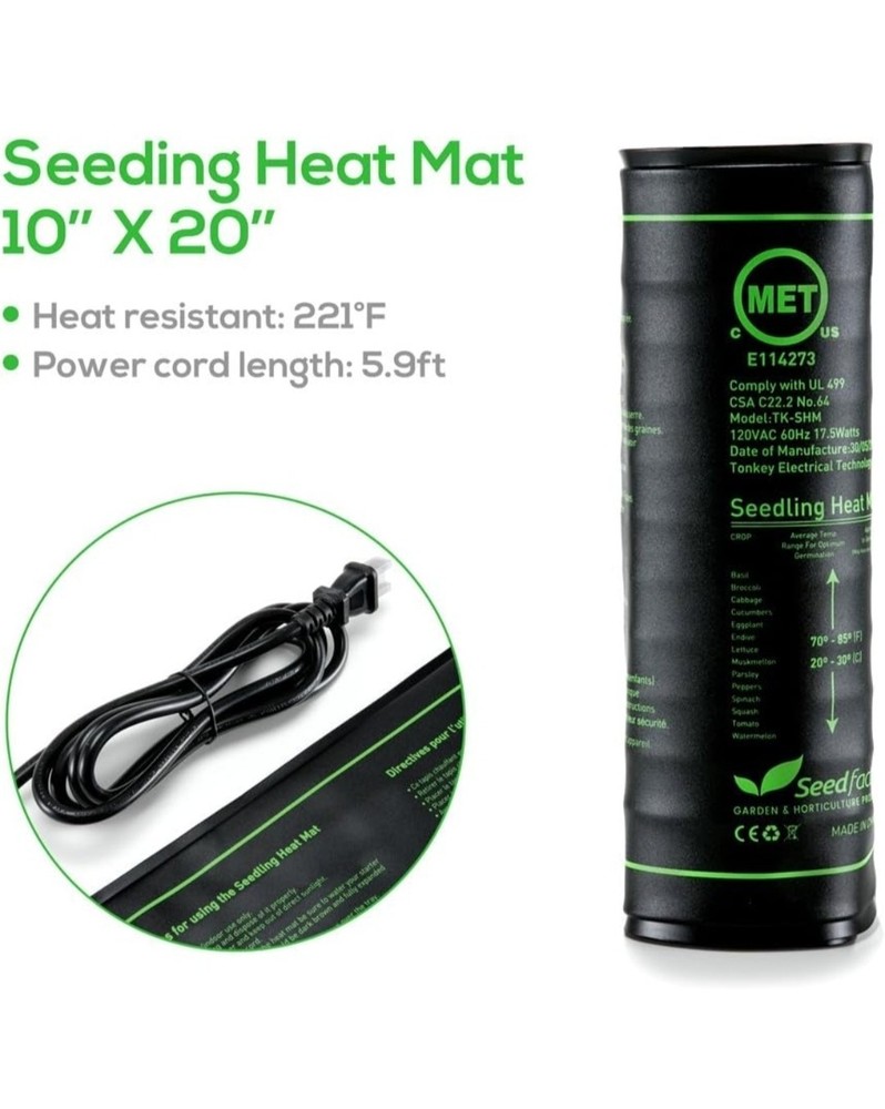 NEW Seedfactor 2-Pack Seedling Heating Mat Home Garden Seed Starter 10" × 20"